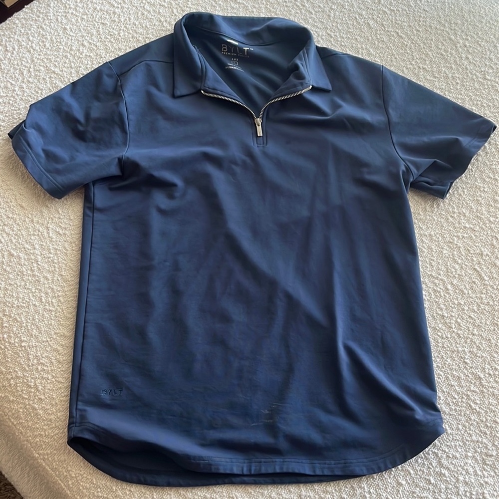 Men’s BYLT polo with zipper. Large.